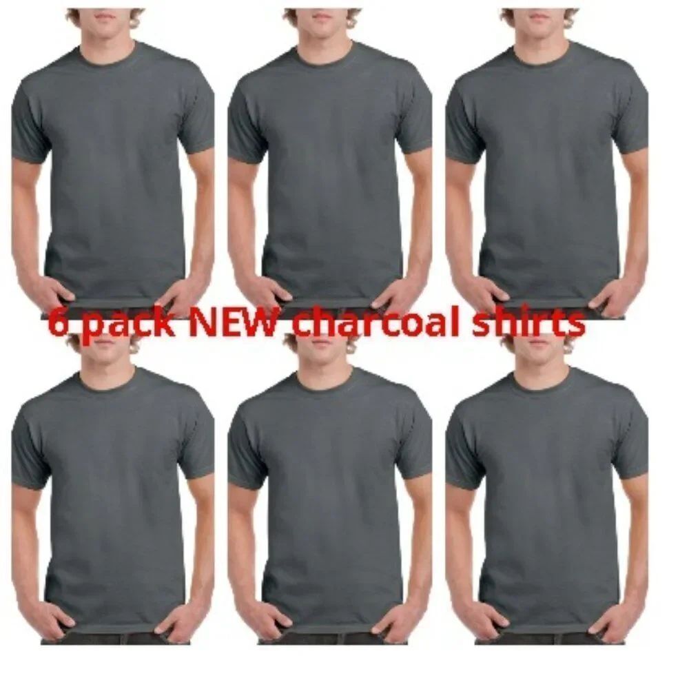 NEW 6 pack men shirt short sleeve 6 charcoal shirts great deal!